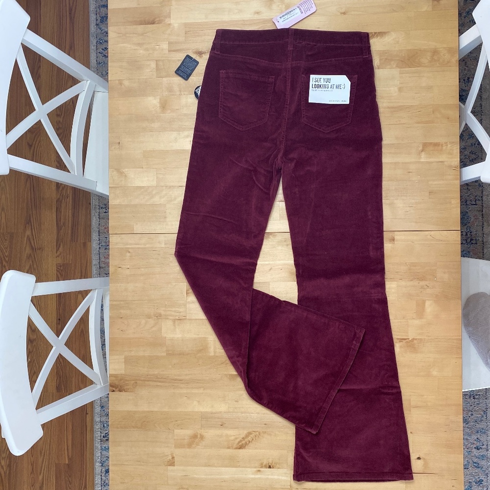 Wine color flare corduroy pants 13